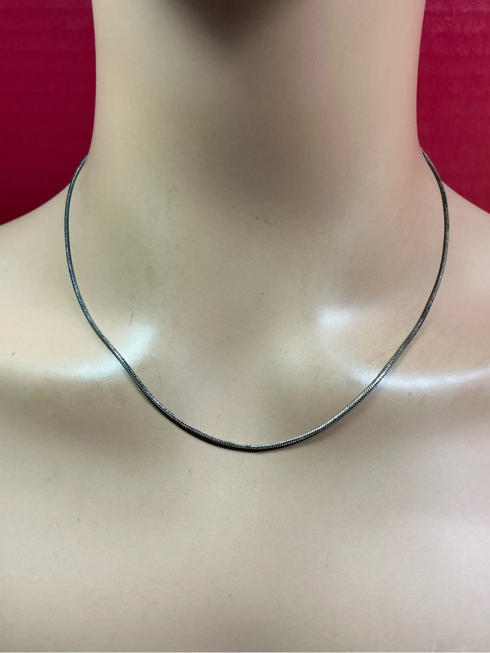Classic Sterling Silver Snake Chain Necklace. 18 inches long